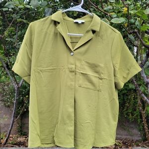 Chic Olive Button-Down Shirt for Women